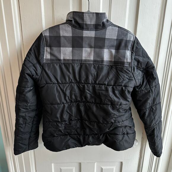 Eddie Bauer Puffer Jacket Coat Buffalo Plaid Trim - Picture 9 of 9